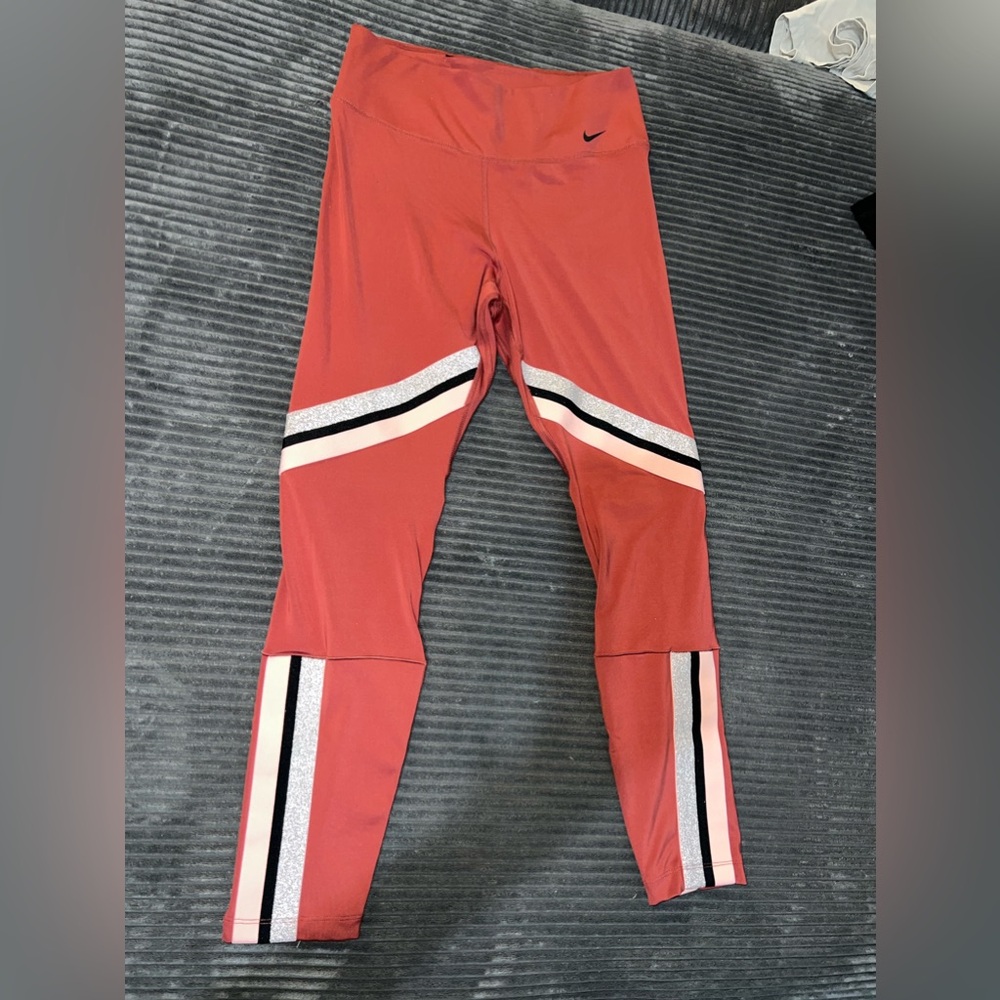 Nike glitter stripe pink leggings Size medium